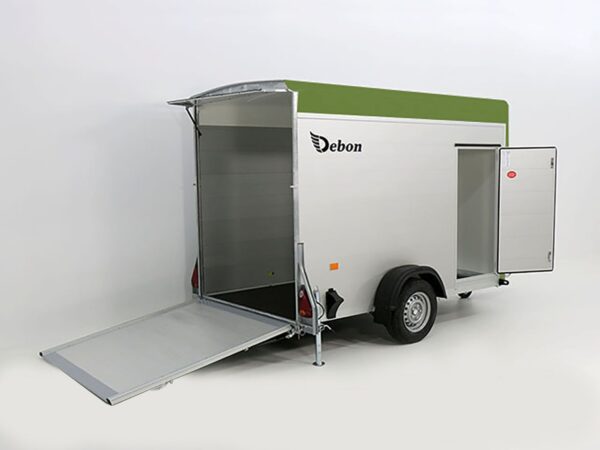 Debon Kofferanhänger C300 148x295cm H:190cm 1,3t Alu, Polybug, Tür, olivgrün-Neu