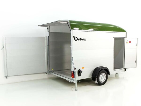 Debon Kofferanhänger C400 164x315cm H:200cm 1,3t, Alu, Polybug, Tür, olivgrün-Neu