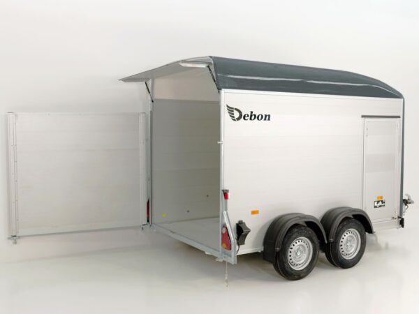 Debon Kofferanhänger C500 164x300cm H:200cm 2,0t, Alu, Polybug, Tür, grau-Neu